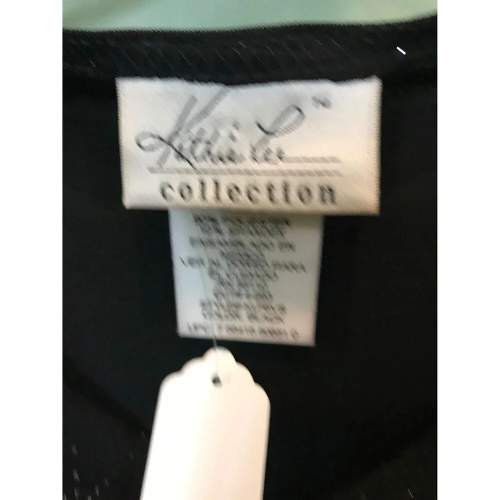 Kathie Lee 3/4 sleeve sparkly black blouse  -size Small
